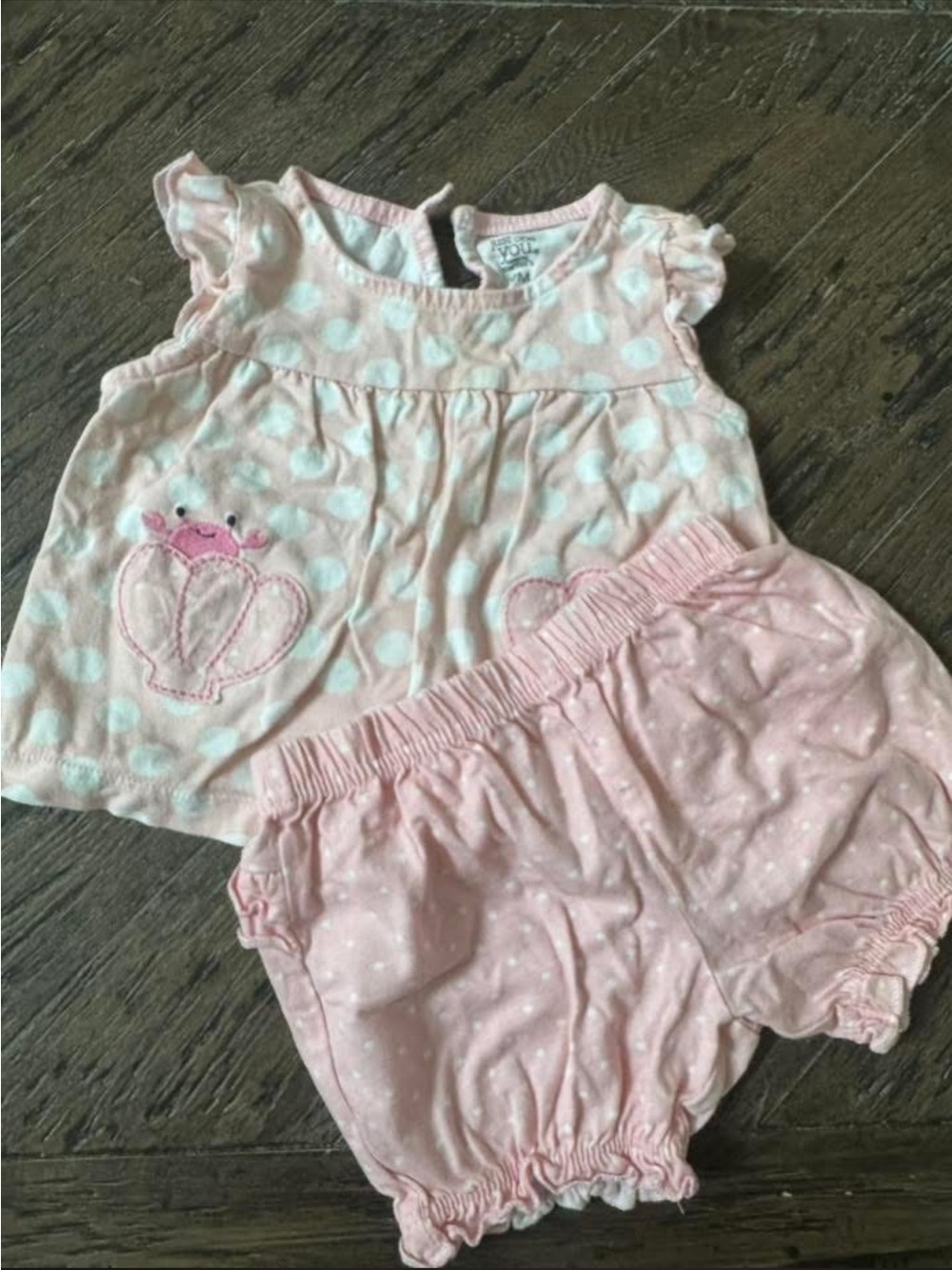 Pink Polka Dot Baby Top and Bloomer Set